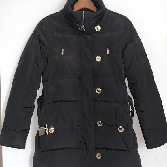 Michael Kors Puffer Parker Jacket Women Sz XS Black Down Fill High Neck Snow Ski - Picture 2 of 11